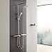 CECIPA Colonne de Douche Sans Mitigeur avec Tablette Rangement Système de Douche avec Etagère Ensembles Colonne Douche Sans Robinetterie Hauteur Réglable avec Douchette et Douche Pluie
