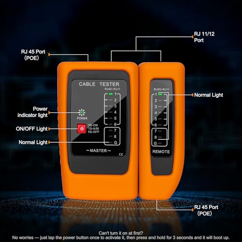 Image of Brileine Network Cable Tester and Ethernet Tester with POE Detection, 300m Remote RJ45 Tester for Cat5 /Cat6 Cable, Automatically Checks Continuity, Open, Short, Crossover (Battery Not Included)