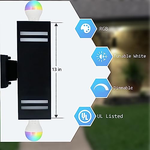 Image of rosykite 13 inch RGB Outdoor Wall Lights, Warm to Cool White Up Down Sconce