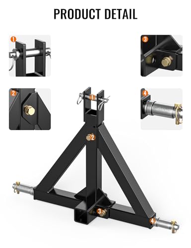 Sulythw 3 Point Trailer Hitch Receiver 2\" Towing Hitch Attachment for Category 1 Tractors Heavy Duty Tractor Mover Drawbar Compatible with BX, Kubota, John Deere, NorTrac, Kioti, Yanmar