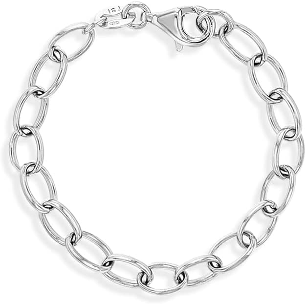 In Season Jewelry Classic Link Chain Bracelet - Hypoallergenic 925 Sterling Silver Bracelet for Toddlers, Little Girls, Preteens, & Teens