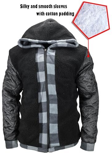 Image of Winter Flannel Fleece Jackets for Men Plaid Warm Sherpa Lined Coats