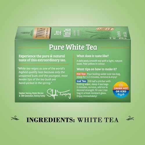 Twinings 1C-ENWD-DKZY Pure White Tea Bags - Delicate Caffeinated Tea Made From Fresh White Tea Leaves thumb #3