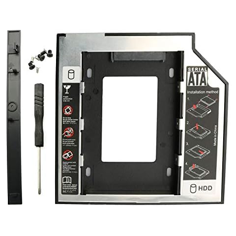 RLECS HDD SSD Caddy Adapter SATA 3.0 Interface Laptop Hard Disk Holder 9.5mm Hard Drive Mounting Bracket for CD DVD ROM Optical Bay 2.5 inch Cover