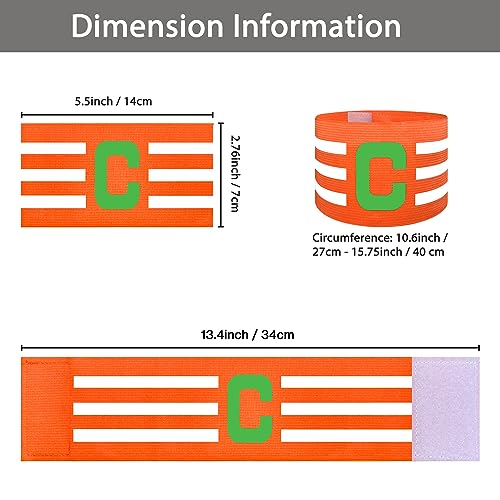 FUNAUPGO Sports Captain C Arm Band for Team Training, Unisex Elastic Soccer Captain Armband Adjustable Outdoor Football Player Captain's ArmBands for Adult (Orange) - Thumbnail 3