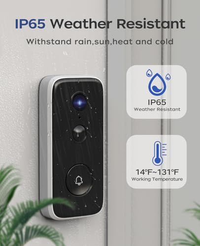JOOAN 2K Video Doorbell Camera Rechargeable 2.4G WiFi Wireless Doorbell Camera with Chime Cloud Storage No Subscription Apartment Indoor Outdoor Security 2 Way Audio Human Detection Instant Alert - Thumbnail 5