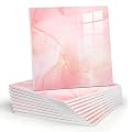 Chejiaye 10pcs Marble Peel and Stick Backsplash Waterproof Washroom Wall Panels, Peel and Stick Tile, PVC Foam Wall Panels for Kitchen,Bathroom,Living Room,Pink Wallpaper(Not Real Tile,11.8" x 11.8")