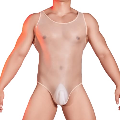 PIIKNUO Männer Nylon geölt Glanz schiere ein Stück Stringbody, Sissy Strumpfhose Herren Sexy Dessous Erotische Unterwäsche Erotik Weste Ärmellos...