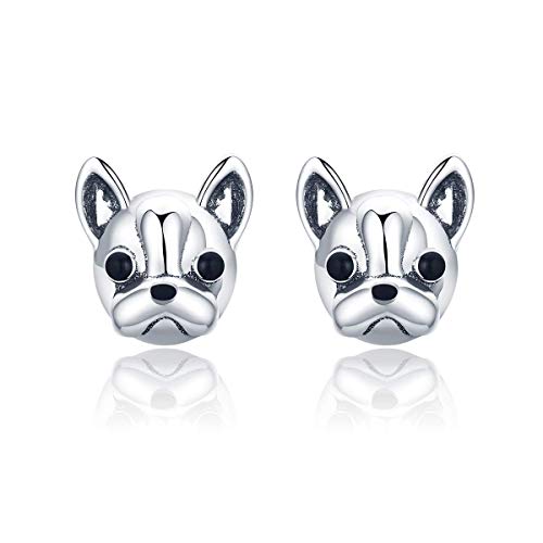 100% 925 Sterling Silver Partners fedeli francese Bulldog Dog Animal piccoli orecchini per le donne gioielli Oorbellen