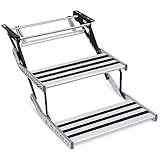 Hike Crew Manual RV Steps | Universal Two-Step Retractable Camper Platform with Easy Pull-Out Quick...