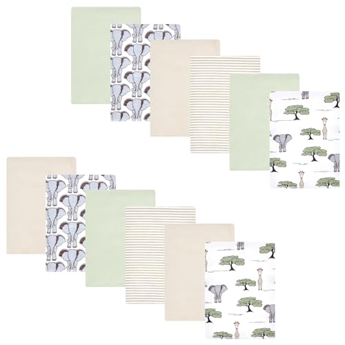 Image of Hudson Baby Cotton Flannel Burp Cloths 12-Pack Bundle, Wild Safari Adventures, One Size