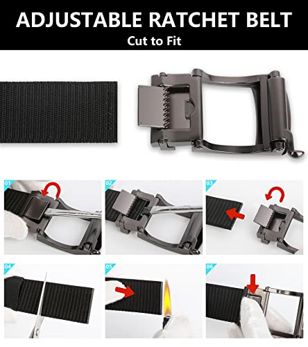 Fairwin Golf Ratchet Belt Men's Casual Belts Web Work Belt Nylon Edc Hiking Belt Men Black For Jeans Shorts Dress Adjustable #TOP3