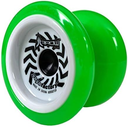 YoyoFactory Arrow Elite Beginner Yoyo Toy - Comes with Extra String & Pre Tied Finger Loop - Includes Bearings for Beginners to High Performance - Boys or Girls Ages 8+ Rayon Green