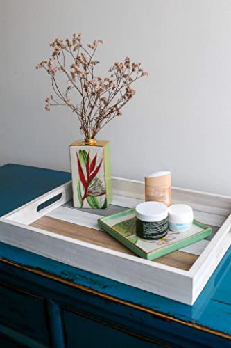 Rustic Wooden Serving Tray For Ottoman And Coffee Table Lap Tray (16.3L X 12.2W X 2H In, Multicolor) #TOP3