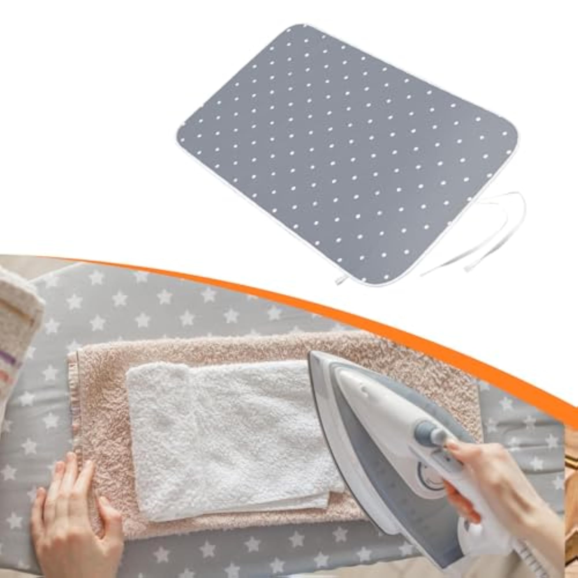 Portable Ironing Pad for Compact Storage, Gray Dots