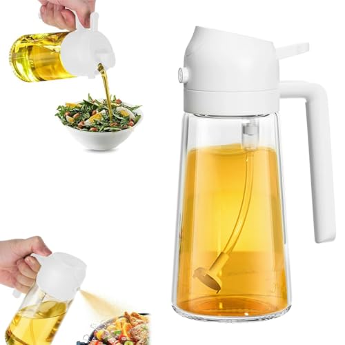 EJRUP 2 en1 Spray Aceite Cocina,1PCS Pulverizador Aceite Spray 470ml,Vertedor Dispensador de Aceite de Oliva,Vinagre y Accesorios Cocina,para Freidora de Aire, Barbacoa