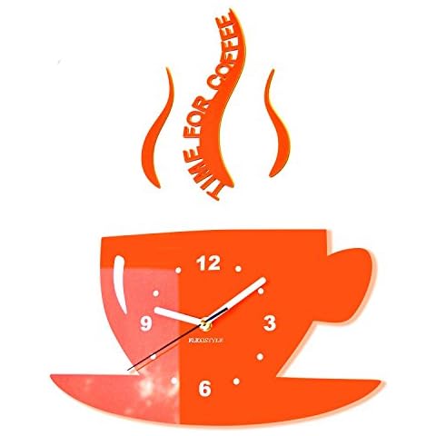 FLEXISTYLE Modern kitchen wall clock CUP (Orange) Cover