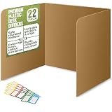 22-Pack Desk Dividers for Students - Durable & Waterproof Plastic Study Carrel Divider, Classroom Folders Teacher Supplies, Easy Clean Plastic Privacy Shield Folder Boards for Student Desks, Brown