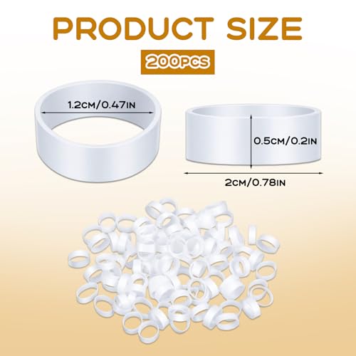 Thinp 200 Pcs Small Thick Rubber Bands, 0.8in/20mm Silicone Cable Ties Elastic & Reusable Flat Rubber Bands Non-Slip Silicone Rubberbands Strong Rubberbands for Wire Cord Cable Organization(White)