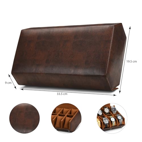 Image of essart 10 Slot Watch Roll Case, Brown