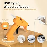 MAXDONE Heißklebepistole Akku, Heißklebepistole Kabellos mit 30 Klebesticks – Ansicht 4