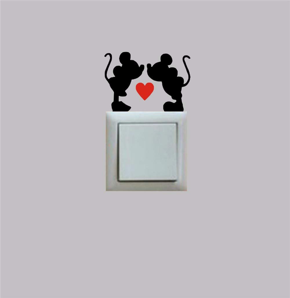 Mickey and Minnie inspired love heart novelty small car stickers, light switch stickers, Disney laptop stickers