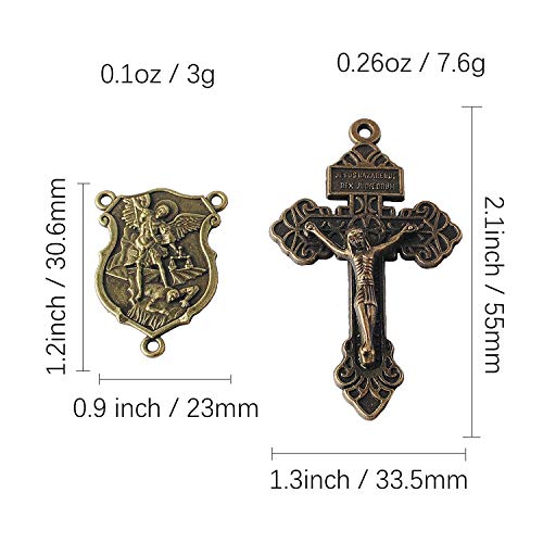 Luomu 4 Sets Of Saint Michael Centerpiece And Pardon Crucifix For Diy Making Rosary (Anti-Bronze) #TOP1