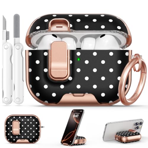 Polislime for AirPods Pro 3 Case 2025 with Safety Lock-Black Polka Dots