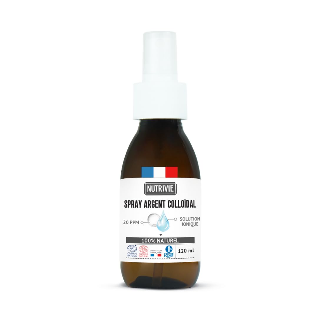Spray Argent Colloïdal - 20 PPM & 100% Naturel - Haute Qualité & Ultra Pur - Elaboré par électrolyse - Soin naturel de la peau - Anti-​microbien & Anti-​bactérien - Fabriqué en France - Nutrivie