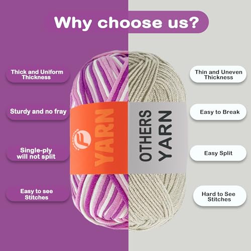 Image of 2 x 3.5Oz /120yds Beginner Easy Yarn for Crocheting and Knitting;Worsted-Weight Medium #4;Cotton Blend Yarn for Beginners Amigurumi DIY (Lavender, 2 Skein)