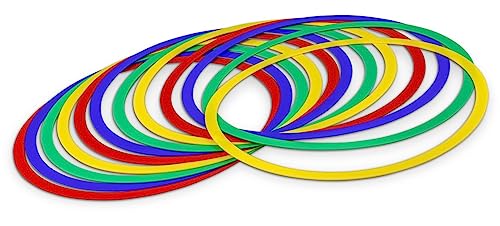 HAEST - Gymnastikringe Set, 12 Stück, Ø 45 cm, Koordinationsringe für Kinder & Erwachsene, Trainingsringe für Fußball, Leichtathletik, Turnen & Gymnastik inkl. Tragebeutel, Mehrfarbig