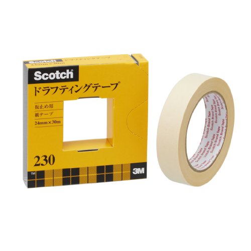 3M スコッチ マスキングテープ ドラフティングテープ カッター付 紙箱入り 24mm×30m 230-3-24