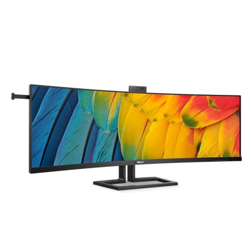PHILIPS 45B1U6900CH - 45 Zoll DQHD Curved Monitor, 5 Webcam, Adaptive Sync, höhenverstellbar (5120x1440, 75 Hz, HDMI, DisplayPort, USB-C (100W PD), RJ45, USB Hub) schwarz