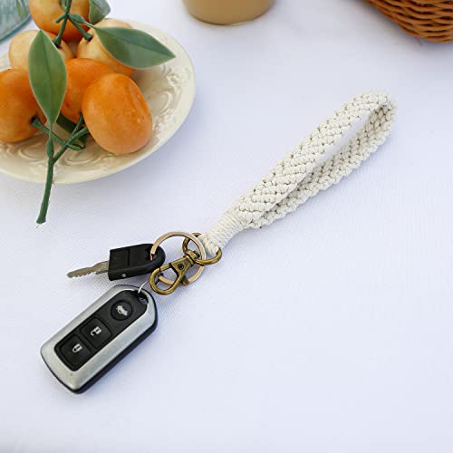 Poagoep Boho Macrame Keychain Bracelet Handmade Wristlet Keyring Holder Wrist Lanyard For Women Girls(6) #TOP2
