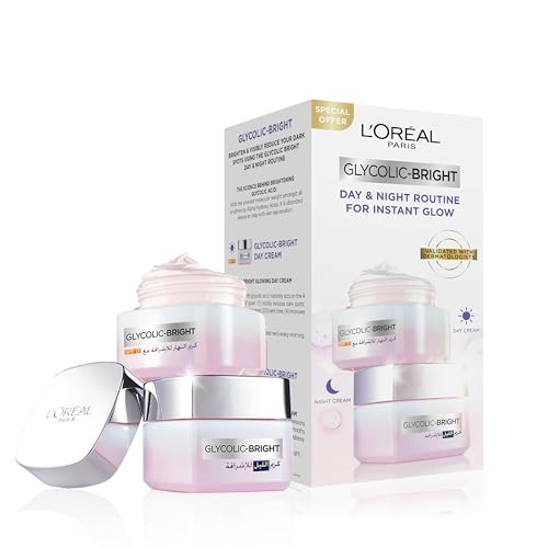 LOréal Paris Glycolic Bright Day Cream 50ml + Night Cream 50ml with Glycolic Acid
