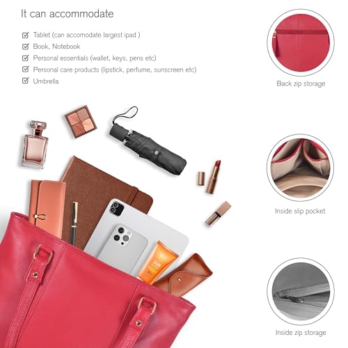 Image of Leather Purse For Women - Real Leather Tote For Women - Ladies Shoulder Handbag For Work, Travel, Casual Use