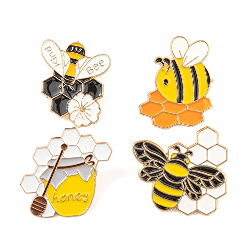 Image of Ornaland 4 Pcs Honey Bee Brooches Enamel Cartoon Insect Bee Pin Lapel for Women Clothing Bags Backpacks Jackets Hat