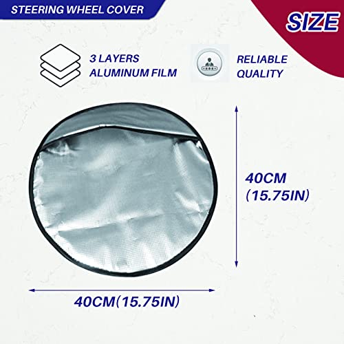 Steering Wheel Cover Sun Shade,Upgraded 3-Layer Foil Cooling Steering Wheel Sun Cover For Heat Protection Fit Most Car Suv Van 15" Reflector Protector #TOP5
