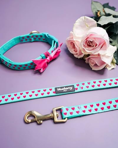 Blueberry Pet Step-in Dog Harness Velvety Heart Flocking Valentine’s Day Adjustable Harnesses for Small Dogs, Mint Green, Chest Girth 16.5" - 21.5" - Thumbnail 4