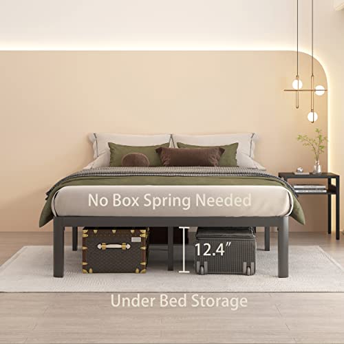 Maf 14 Inch Full Size Metal Platform Bed Frame With Round Corner Legs, 3000 Lbs Heavy Duty Steel Slats Support, Noise Free, No Box Spring Needed, Easy Assembly #TOP3