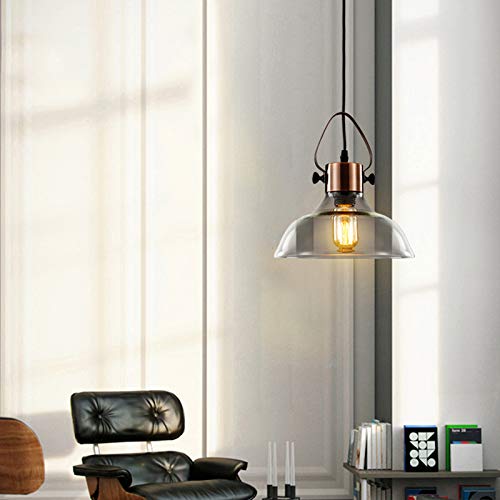 Litfad Industrial Edison Vintage Glass Pendant Lighting Classic Dome Ceiling Light Chandelier Mounted Light Fixtures Copper Finish For Dining Room Foyer Living Room Cafe Bar #TOP5