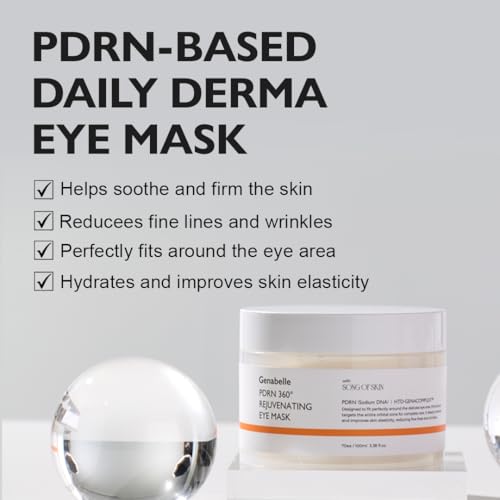 Genabelle PDRN 360° Rejuvenating Eye Mask – Full Eye Area Eye Patches for Hydration, Firming & Elasticity with PDRN & Peptides – Targets Dark Circles, Puffiness & Fine Lines, Glass Skin – 3.38 fl oz