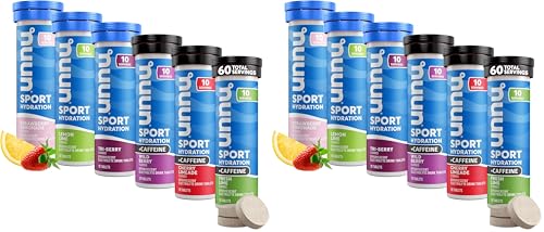 Nuun Sport + Caffeine Electrolyte Tablets – Dissolvable in Water,Variety Pack | 5 Essential Electrolytes for Hydration | 1g Sugar Drink Mix | Vegan,Non-GMO | (60 Servings) (Pack of 2) - image 1