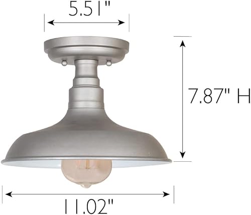 Miniatura 2 de Design House 519876 Kimball Industrial Farmhouse Lámpara de Techo Semiempotrada de 1 Luz para Interiores con Pantalla de Metal para Cocina, Pasillo,