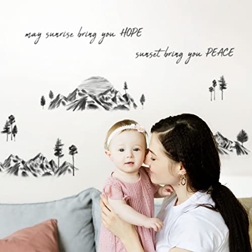 Timber Artbox Aesthetic Wall Stickers For Living Room – Mountain Wall Art & Tree Decals – Peace & Hope Inspirational Stickers – Motivating Quotes Wall Decor #TOP1