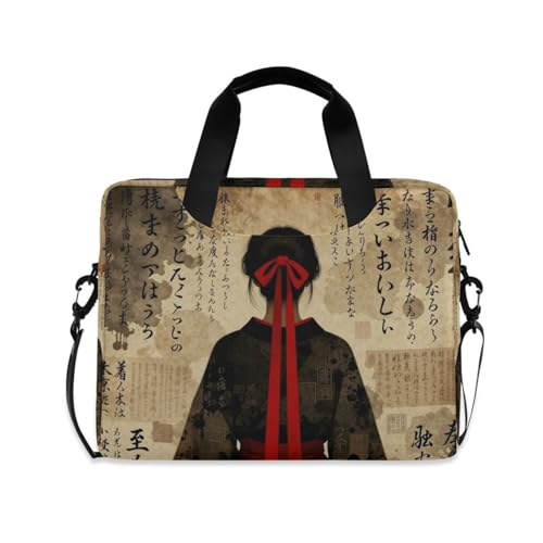 Maletín portátil con correa para laptop 15.6'' beige y rojo miniatura 1