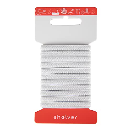 Shelver Elastic for Sewing, White, 1/4 inch x 5.5 Yards (7mm x 5m)