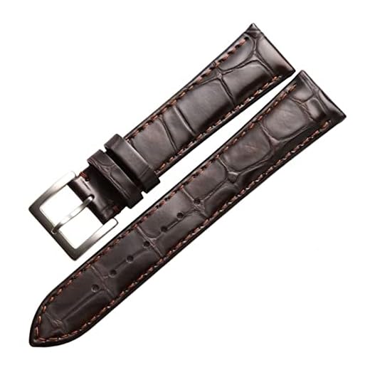 DEMANDER Högkvalitativ äkta läderklockband Män och kvinnor 18mm 20mm 22mm Brown Watch Band Kompatibel med Daniel Wellington (Band Color : Dark brown, Band Width : 19mm)