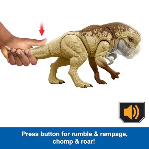 Mattel Jurassic World Rebirth Distortus Rex Rumble N Rampage Dinosaur Action Figure 22 Inch with 2 Attack Actions, Content-Accurate, Digital Play​​, JJP79