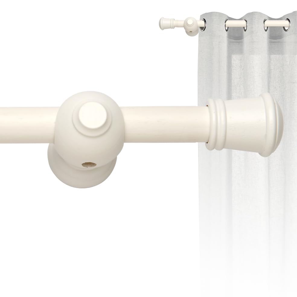 Set tringle à rideau en bois avec diamètre de 30 mm, kit tringle à rideau installation murale Barre blanche de 2 m avec terminal CINTACOR Tringles à rideaux CINTACOR